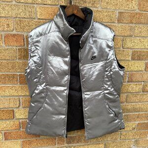Vintage Nike Reversible Puffer Jacket Vest XL Black/Silver